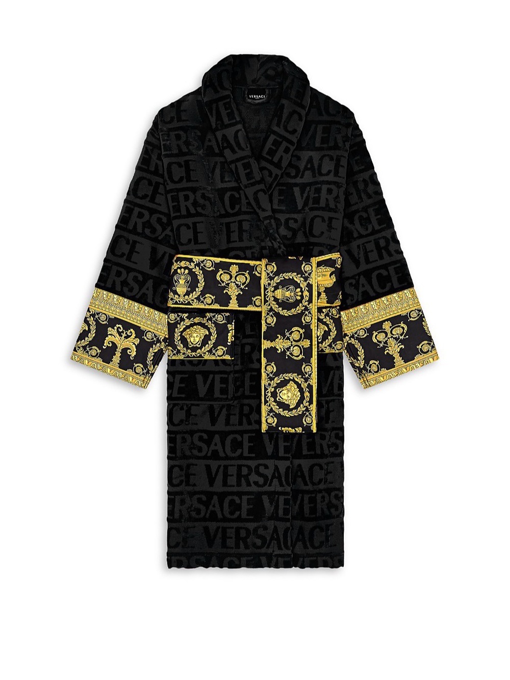 Versace Black and Gold I heart Baroque Bath Robe